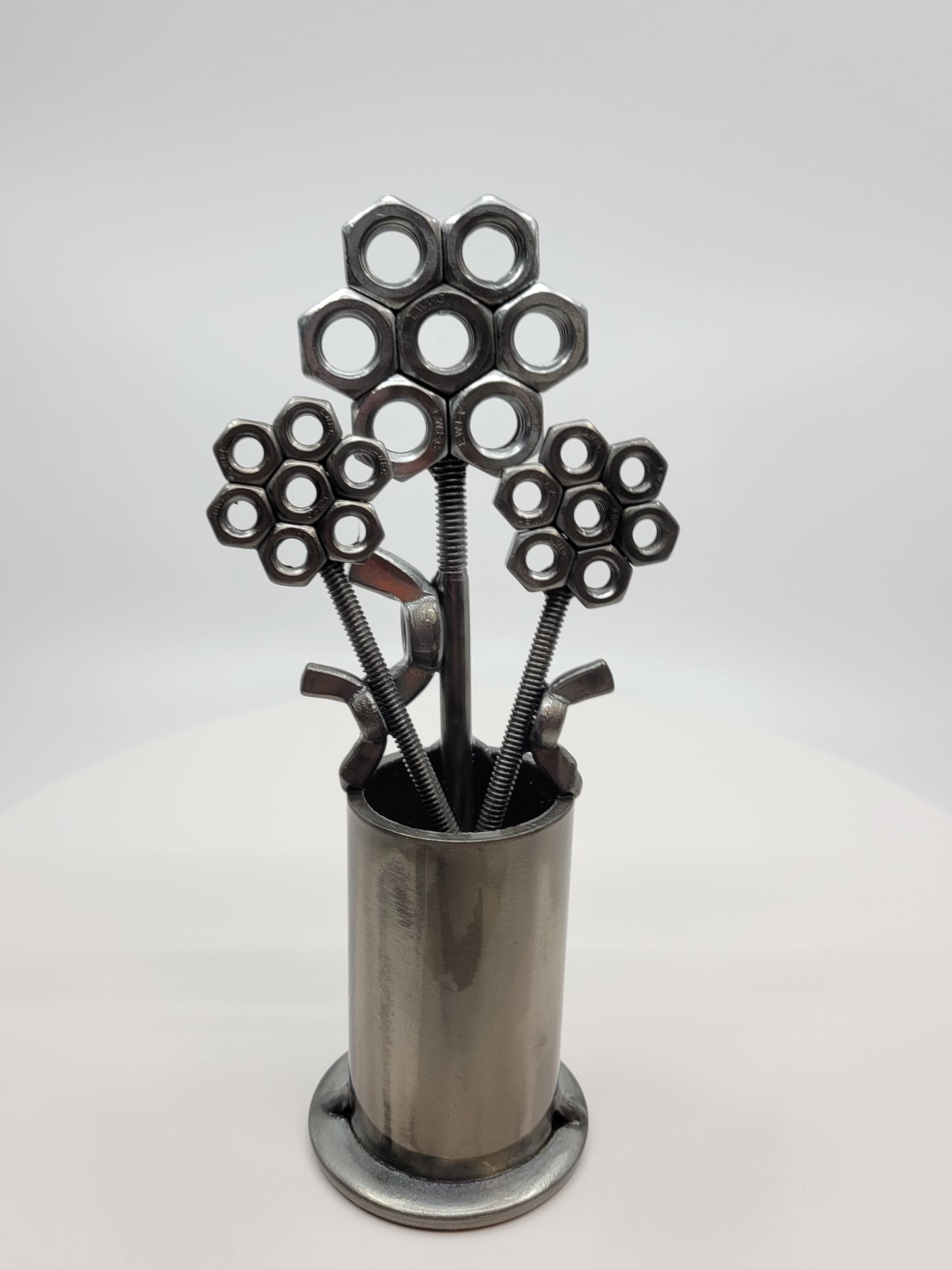Metal Vase with Flowers