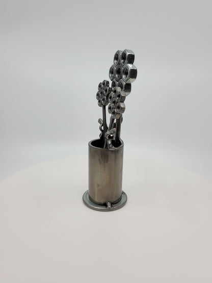 Metal Vase with Flowers