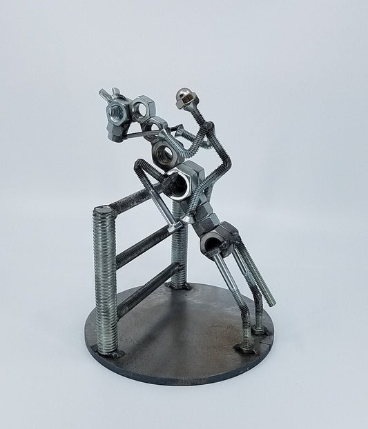 Jumping Horse with Rider Sculpture