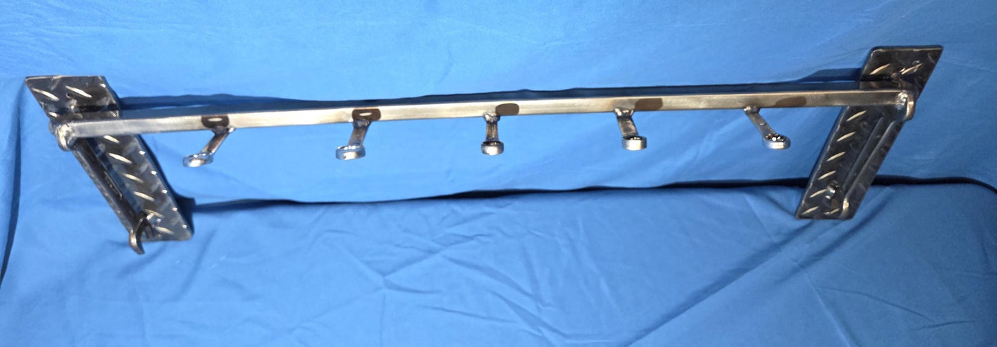 5 Coat Hook Fixture Made From Wrenches