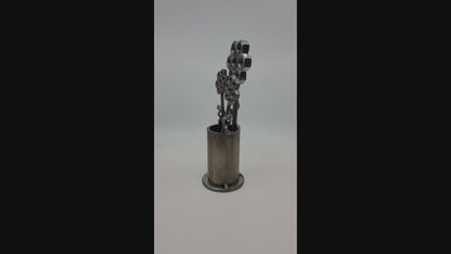 Metal Vase with Flowers